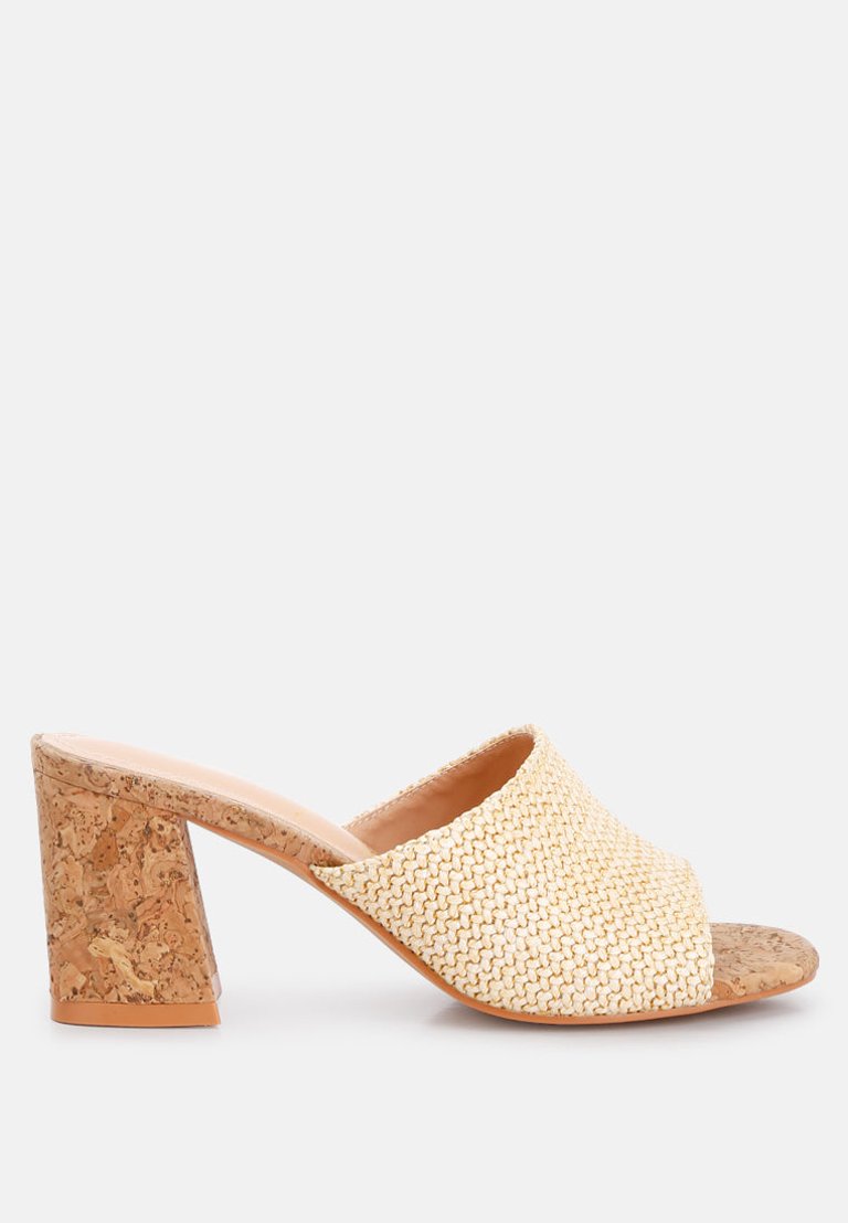 Addie Raffia Slip On Sandals - Natural