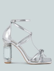 Affluence Jeweled High Heel Sandals - Silver