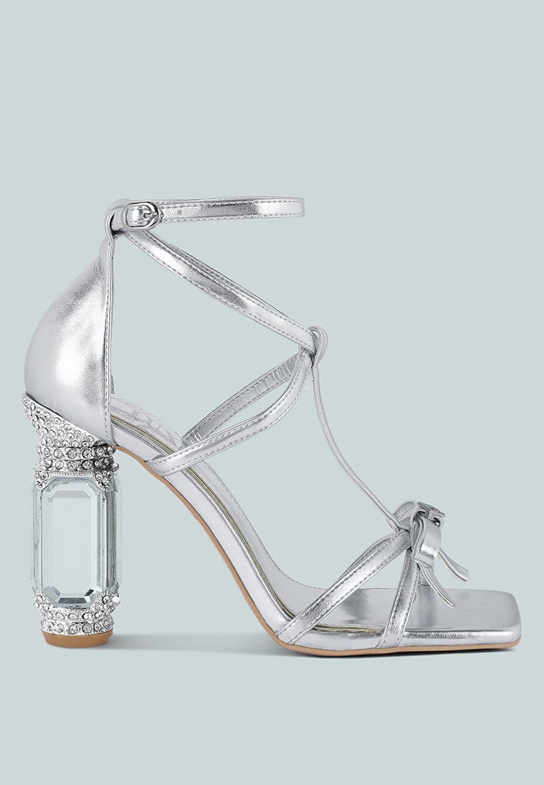 Affluence Jeweled High Heel Sandals - Silver