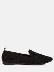 Akili Knit Textile Solid Flats - Black