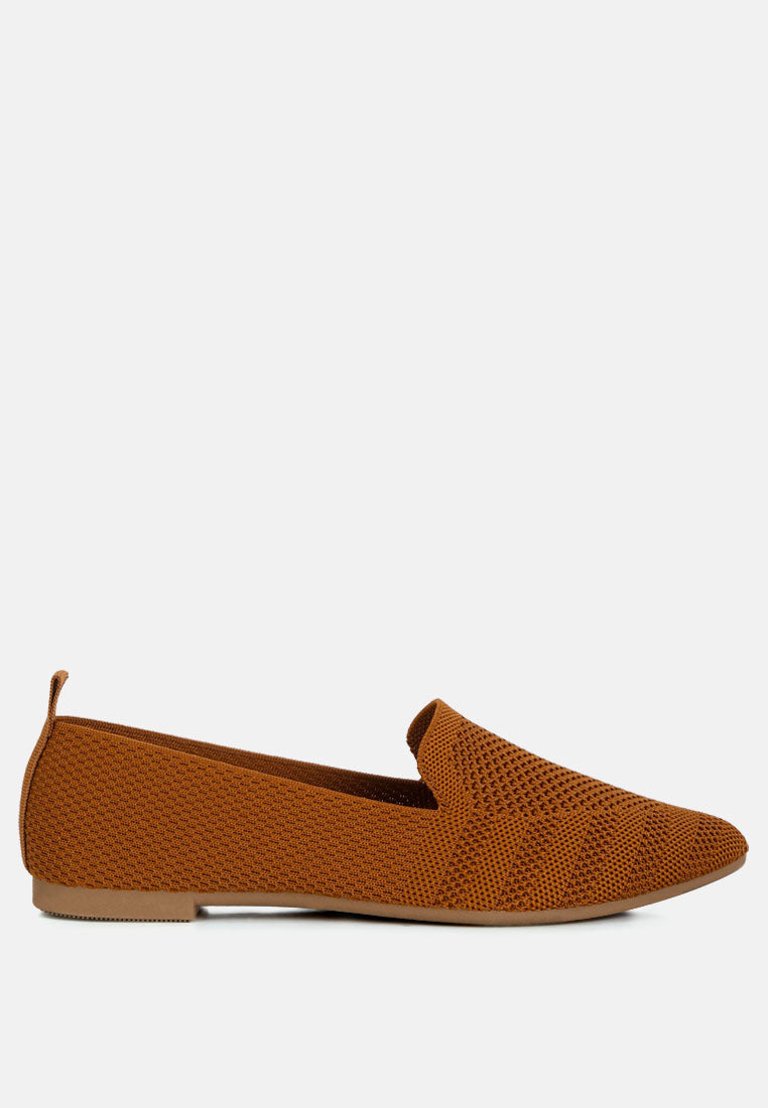 Akili Knit Textile Solid Flats - Tan