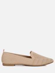 Akili Knit Textile Solid Flats - Beige