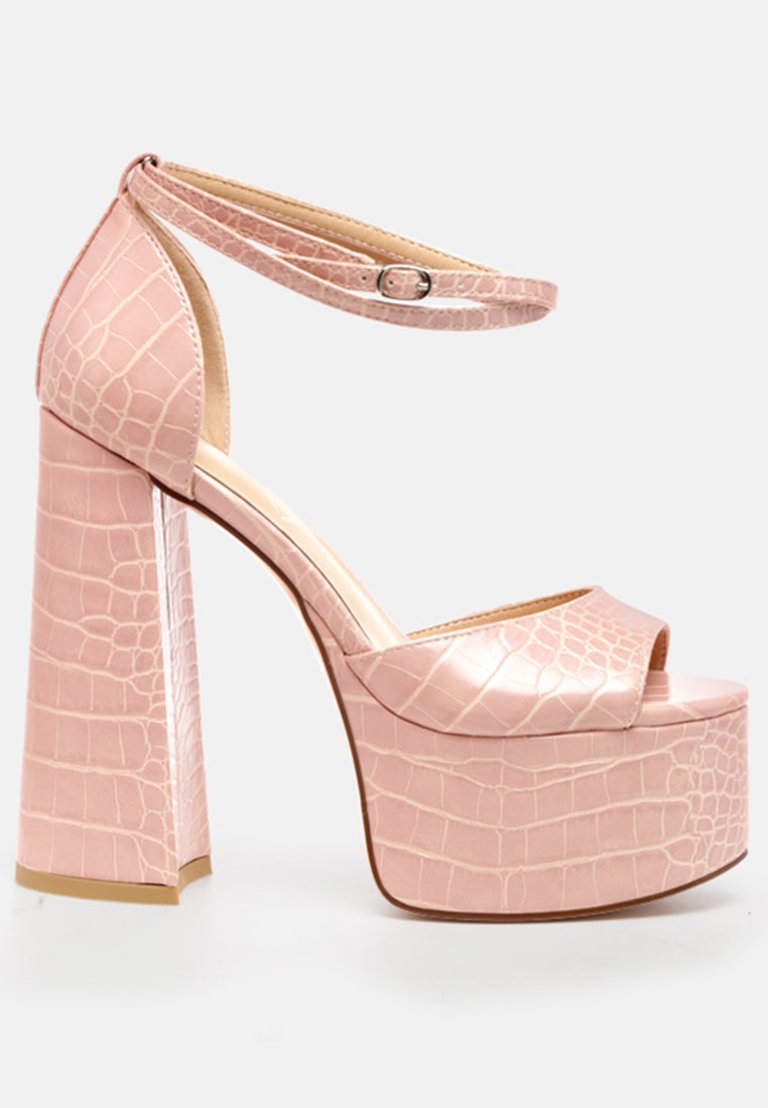 Alice Croc Platform Heeled Sandals - Blush