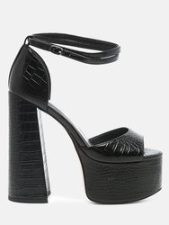 Alice Croc Platform Heeled Sandals - Black