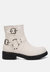Allux Faux Leather Pin Buckle Boots - White