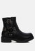 Allux Faux Leather Pin Buckle Boots - Black