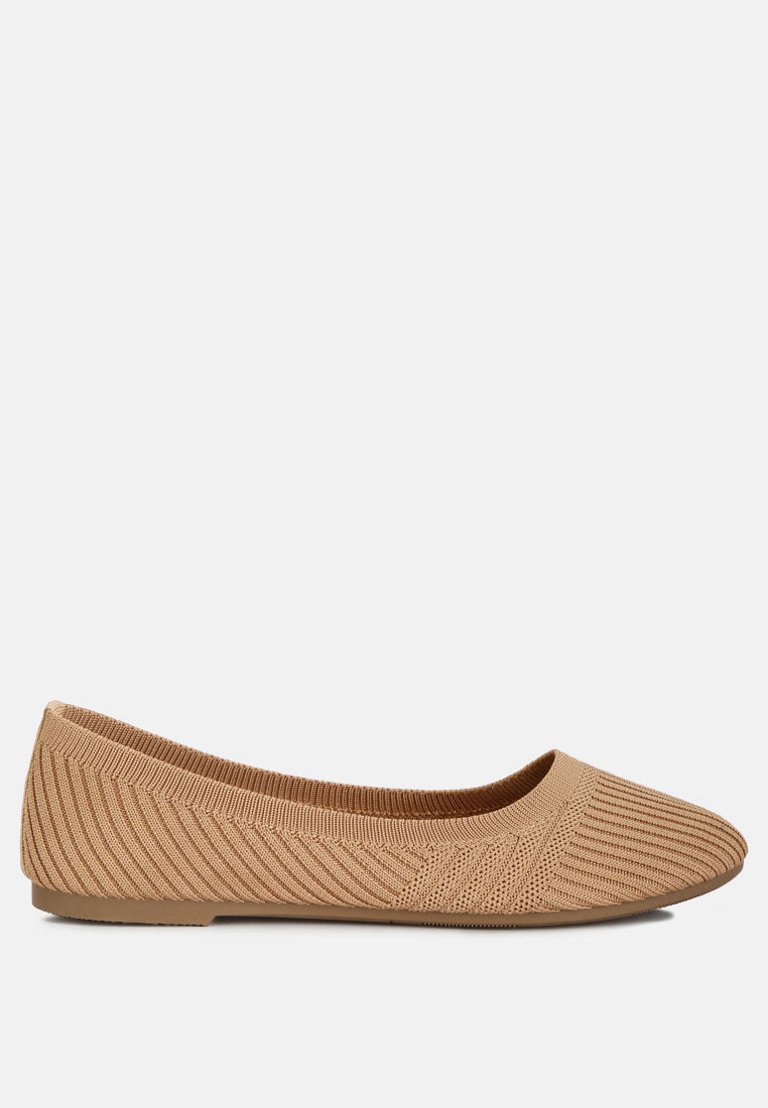 Ammie Solid Casual Ballet Flats - Beige