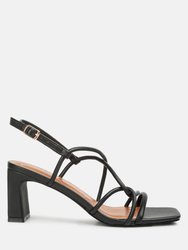 Andrea Knotted Straps Block Heeled Sandals - Black