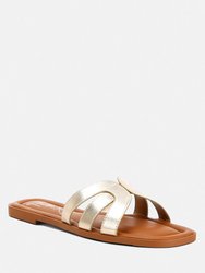 Aura Faux Leather Flat Sandals