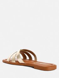 Aura Faux Leather Flat Sandals