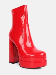 Bander Patent PU High Heel Platform Ankle Boots