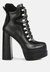 Beamer Faux Leather High Heeled Ankle Boots - Black