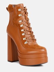 Beamer Faux Leather High Heeled Ankle Boots