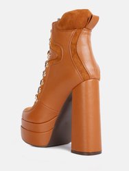 Beamer Faux Leather High Heeled Ankle Boots