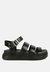 Belcher Faux Leather Gladiator Sandals - Black