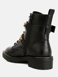 Billy Metal Chain Embellished Biker Boots