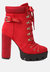 Birch Block Heeled Ankle Boots - Red
