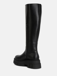 Blume Faux Leather Chunky Platform Knee Length Boots