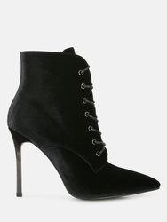 Bornsta Velvet High Heeled Velvet Boots - Black