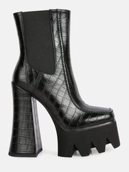 Bounty High Platform Heel Chelsea Boots - Black