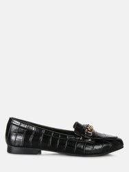 Bro Zone Croc Metail Chain Loafers - Black