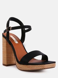 Buxor Woven Textured High Block Heeled Sandals