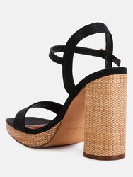 Buxor Woven Textured High Block Heeled Sandals