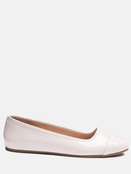 Camella Round Toe Ballerina Flat Shoes - Latte