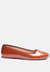 Camella Round Toe Ballerina Flat Shoes - Mocca