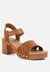 Campbell Faux Leather Textured Block Heel Sandals