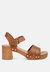 Campbell Faux Leather Textured Block Heel Sandals - Tan