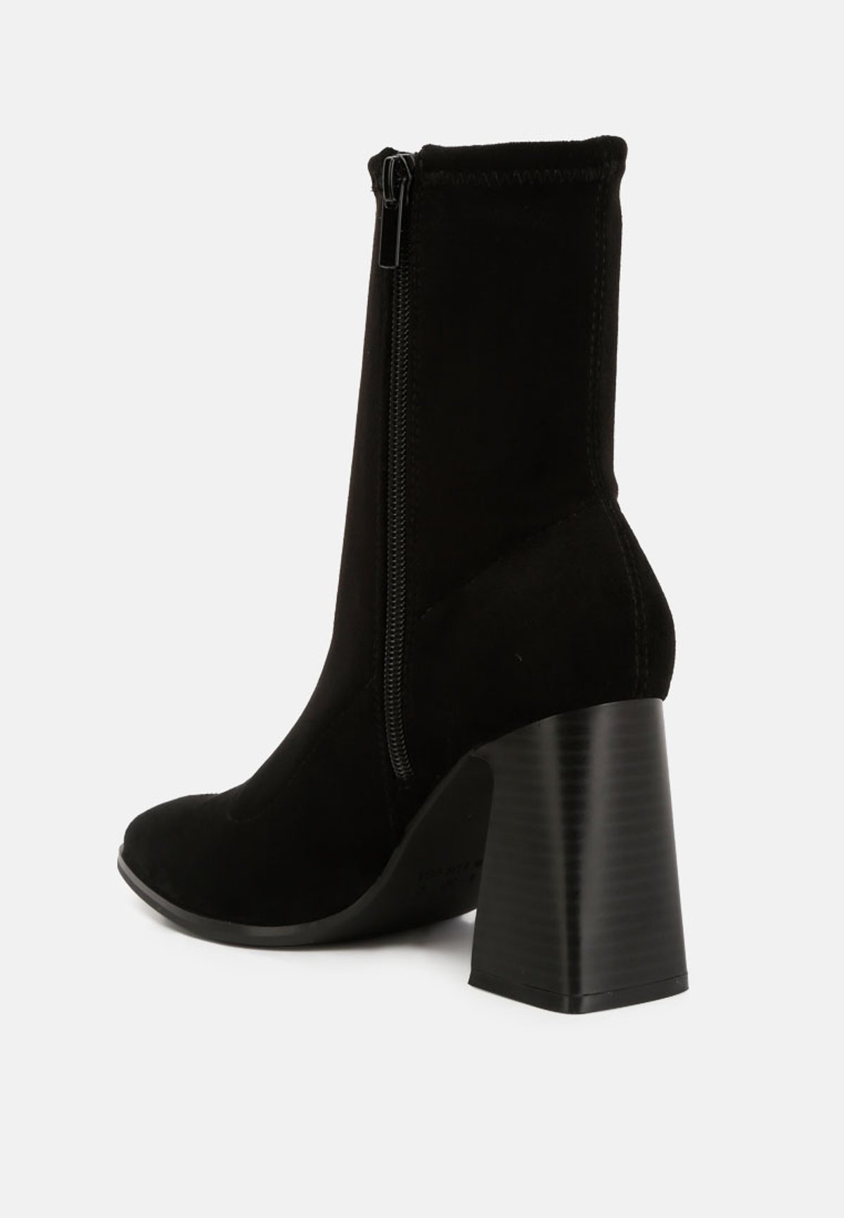 Flared Block Heel High Ankle Boots