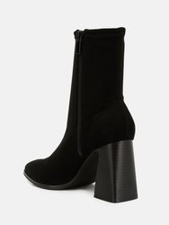 Candid High Ankle Flared Block Heel Boots
