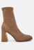 Candid High Ankle Flared Block Heel Boots - Taupe