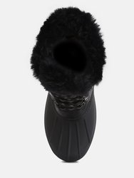 Capucine Fur Collar Contrasting Lug Sole Boots