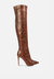 Catalina Snake Print Stiletto Knee Boots - Brown