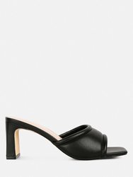 Celine Quilted Italian Block Heel Sandals - Black