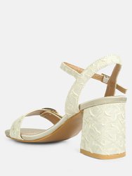 Chaplet Textured Block Heel Sandals