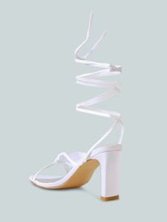 Chasm Satin Ruched Strap Tie Up Sandals