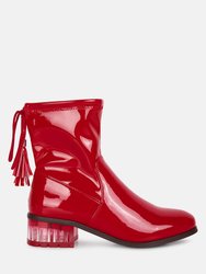 Cheer Leader Tassels Detail Ankle Boots - Red