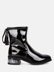 Cheer Leader Tassels Detail Ankle Boots - Black