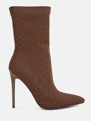 Cheugy Embellished Ankle Boots - Brown