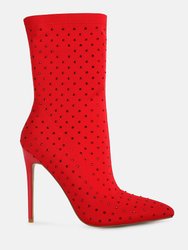 Cheugy Embellished Ankle Boots - Red