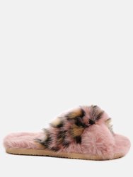 Chipmunk Faux Fur Indoor Flats - Pink