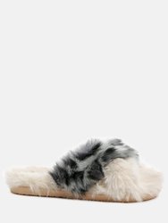 Chipmunk Faux Fur Indoor Flats - White