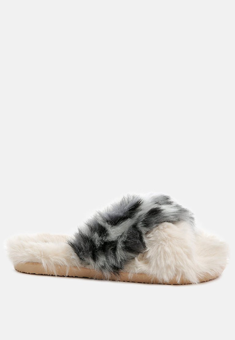 Chipmunk Faux Fur Indoor Flats - White