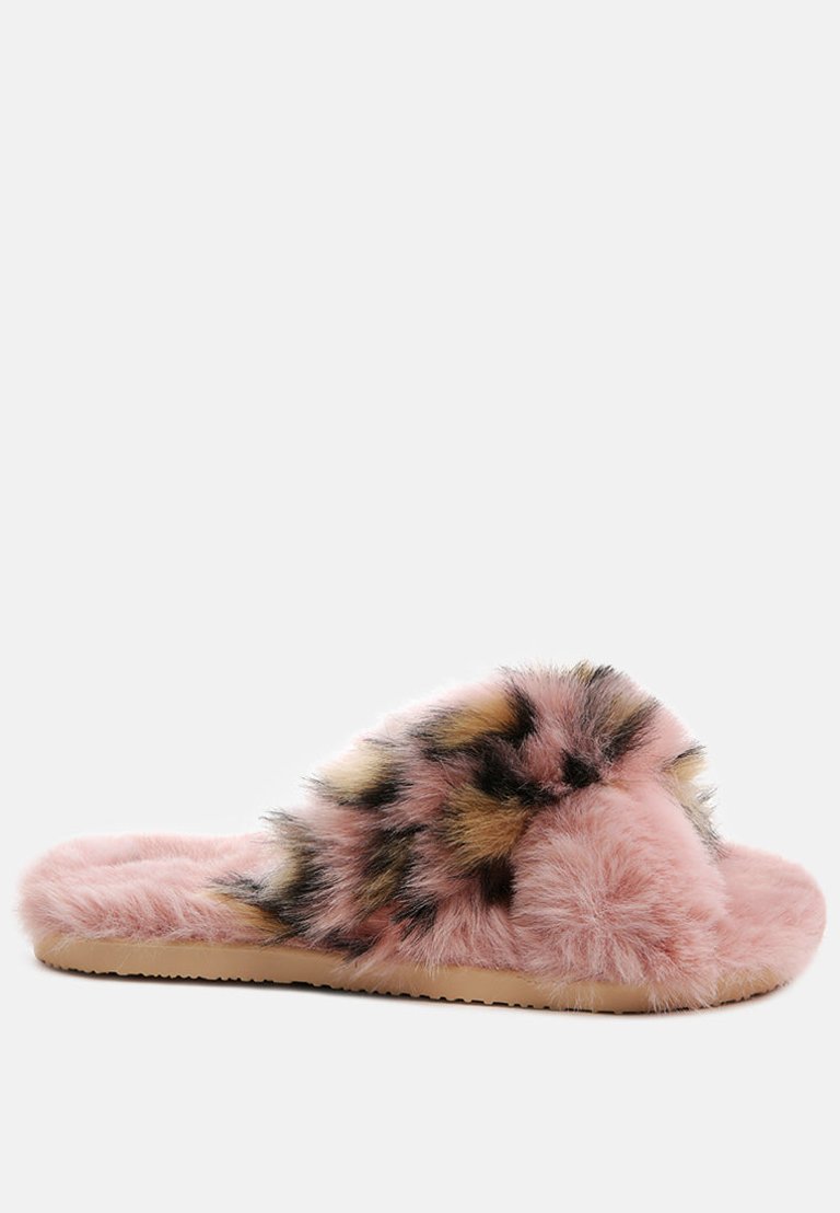 Chipmunk Faux Fur Indoor Flats - Pink