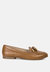 Chunky Metal Chain Faux Leather Loafers - Tan