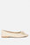 Cicely Jacquard Bow Embellished Ballet Flats - Beige