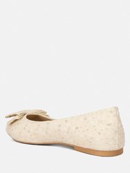 Cicely Jacquard Bow Embellished Ballet Flats